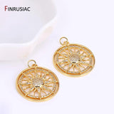 Zircon Round Sun Charms Brass Sun Pendants Jewelry Making