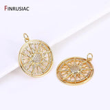 Zircon Round Sun Charms Brass Sun Pendants Jewelry Making