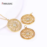 Zircon Round Sun Charms Brass Sun Pendants Jewelry Making