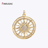 Zircon Round Sun Charms Brass Sun Pendants Jewelry Making