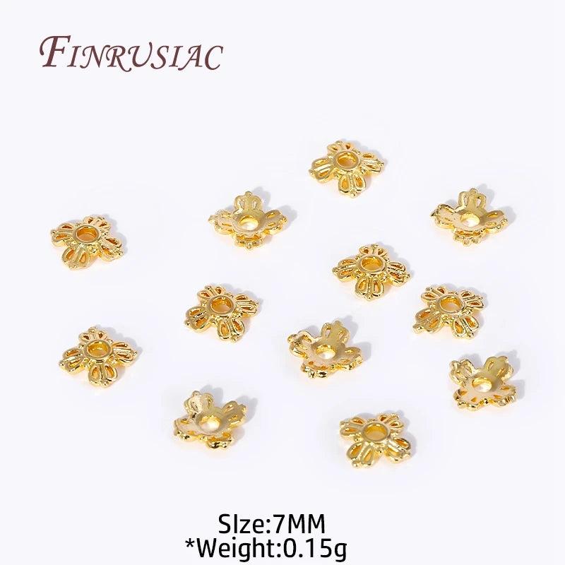 18K Plated Flower Caps For Beads Brass Metal Beads Caps