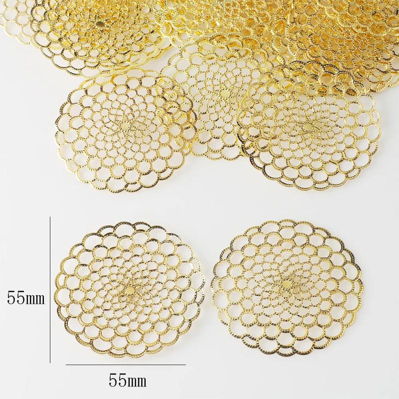 10Pcs Metal Leaf Connectors Filigree Moon Star Charms DIY Jewelry Making