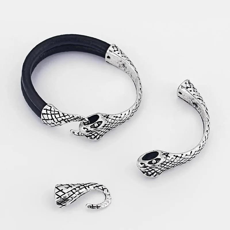 3PCS Snake Head Half Cuff Bracelet Clasp for 5mm Leather Cord DIY Jewelry