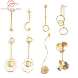4PCS 10x77MM 24K Plated Brass Round with Rod Charm Stud Earrings