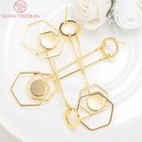 4PCS 10x77MM 24K Plated Brass Round with Rod Charm Stud Earrings