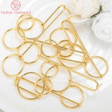 4PCS 10x77MM 24K Plated Brass Round with Rod Charm Stud Earrings