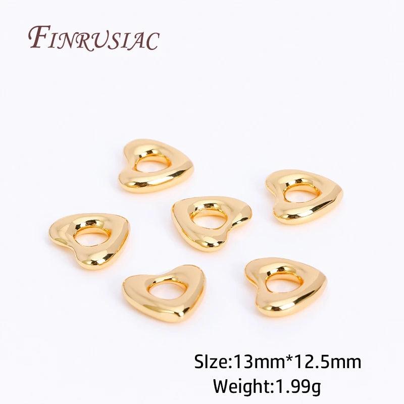 Hollow Heart Pendant Charms 18K Plated Brass Findings