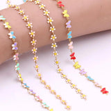 Stainless Steel Drip Daisy Flower Butterfly Beads Chain DIY Jewelry