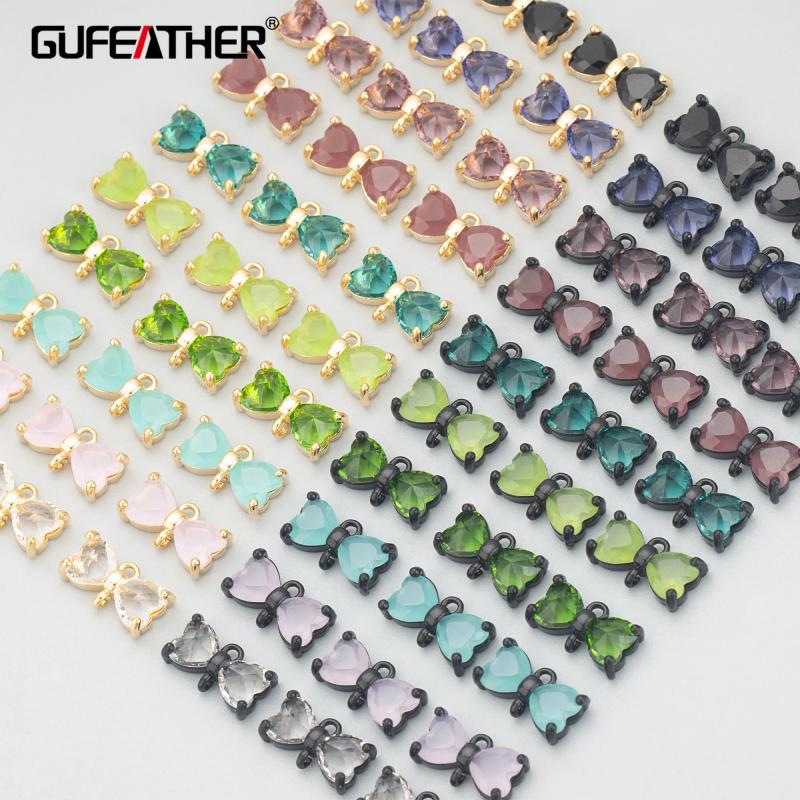 18k Rhodium Plated Copper Glass Charms 6pcs/Lot