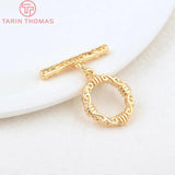 6 Sets 24K Plated Brass Round Bracelet Toggle Clasps