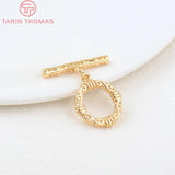 6 Sets 24K Plated Brass Round Bracelet Toggle Clasps