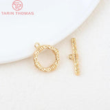 6 Sets 24K Plated Brass Round Bracelet Toggle Clasps
