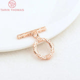 6 Sets 24K Plated Brass Round Bracelet Toggle Clasps