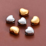 4Pcs Mirror Polishing Stainless Steel Heart Spacer Charms Beads for DIY Jewelry