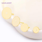 18K Plated Round Post Earring Brass Studs Setting