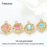 14K Pink Gemstone Charm Connectors for Jewelry Making