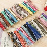10pcs Faux Leather Tassel Keychain Pendants for DIY Crafts