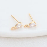Zircon Drop Stud Earrings Pins 14K Plated Brass DIY Jewelry Findings