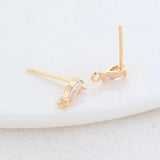 Zircon Drop Stud Earrings Pins 14K Plated Brass DIY Jewelry Findings