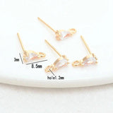 Zircon Drop Stud Earrings Pins 14K Plated Brass DIY Jewelry Findings