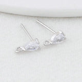 Zircon Drop Stud Earrings Pins 14K Plated Brass DIY Jewelry Findings