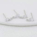 Zircon Drop Stud Earrings Pins 14K Plated Brass DIY Jewelry Findings