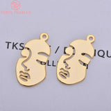 24K Brass Hollow Face Pendants Charms High Diy Jewelry Findings