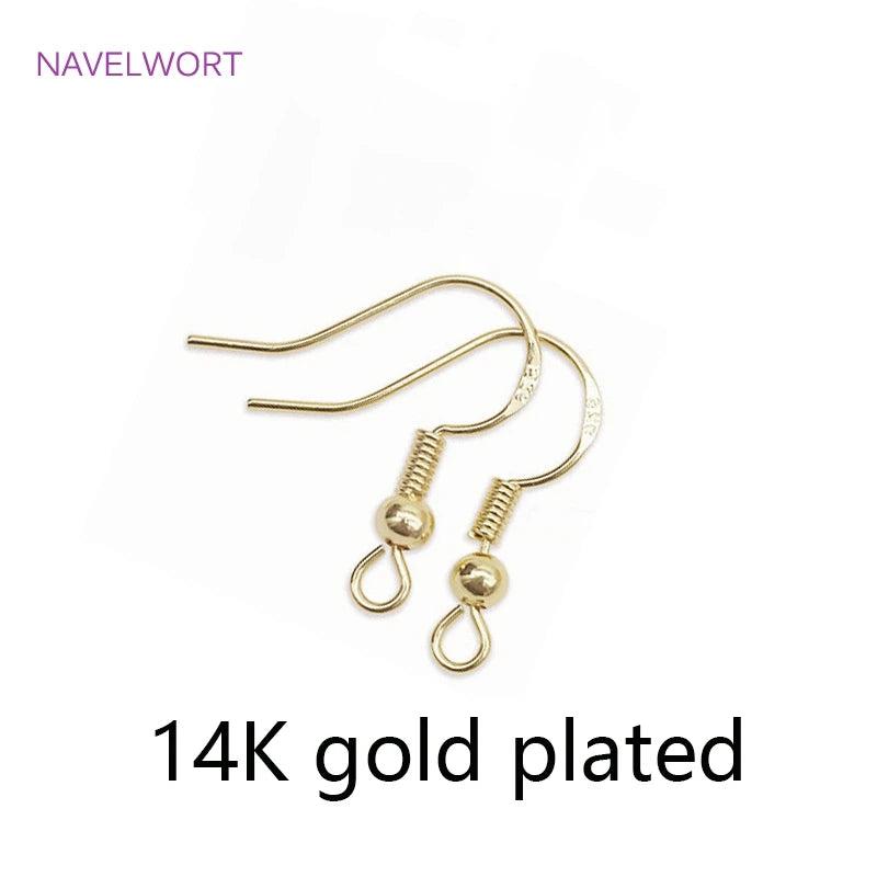14K Plated Earring Hooks Brass Ear Wire For DIY Earring Crafts