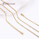 18K Real Plated Square Box Chain Necklace 1mm Thin Chain