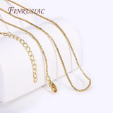 18K Real Plated Square Box Chain Necklace 1mm Thin Chain
