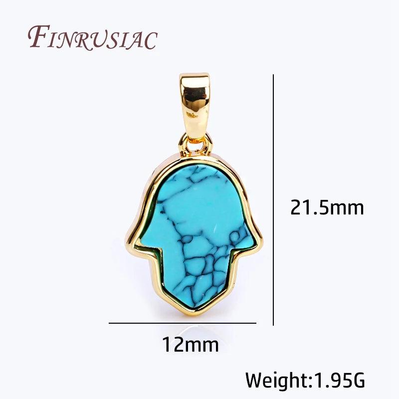 18K Plated Turquoise Hamsa Charms Pendant Necklace Making