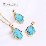 18K Plated Turquoise Hamsa Charms Pendant Necklace Making