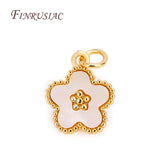 18K Plated Flowers Pendants Natural Shell Charms