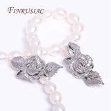 18K Plated Brass Zircon Rose Flower Pearl Clasp