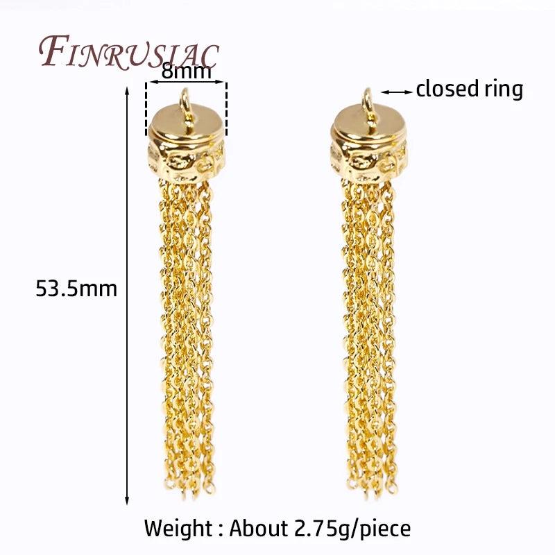 18K Plated Brass Metal Chains Tassel Charms For Earrings