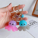 Acrylic Octopus Keychain Cartoon Toy Coin Purse Bag Key Charms Gift