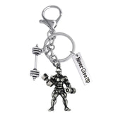 Barbell Pendant Key Chain Strong Bodybuilder Muscle Charm Gym Men's Gift