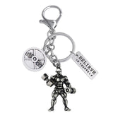 Barbell Pendant Key Chain Strong Bodybuilder Muscle Charm Gym Men's Gift