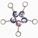 Purple Crystal Keychain, Gemstone Charm Keychain, Moon Keyring