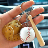 2Pcs Softball Baseball Keychain Charm Pendant Leather Key Chain Ring Bag Pendant