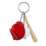 2Pcs Softball Baseball Keychain Charm Pendant Leather Key Chain Ring Bag Pendant