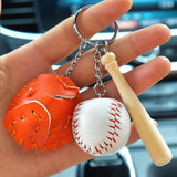 2Pcs Softball Baseball Keychain Charm Pendant Leather Key Chain Ring Bag Pendant