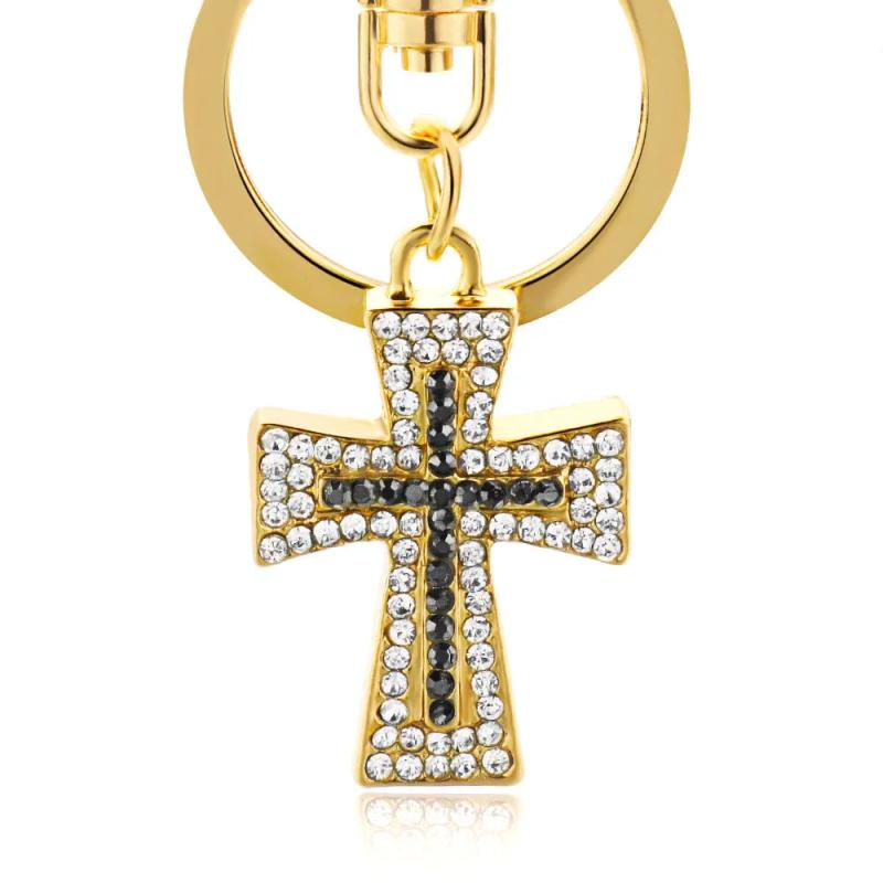 Charm Crystal Cross Keyring Lucky Purse Pendant Women Keychain K310