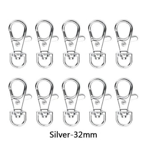 10pcs Silver Rhodium Lobster Clasp Key Hook Split Key Ring Findings DIY