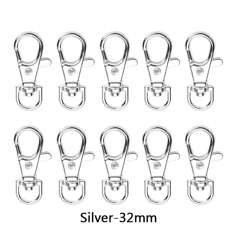 10pcs Silver Rhodium Lobster Clasp Key Hook Split Key Ring Findings DIY