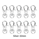 10pcs Silver Rhodium Lobster Clasp Key Hook Split Key Ring Findings DIY
