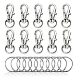 10pcs Silver Rhodium Lobster Clasp Key Hook Split Key Ring Findings DIY