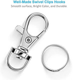 10pcs Silver Rhodium Lobster Clasp Key Hook Split Key Ring Findings DIY
