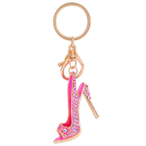 Alloy High Heels Keychain Rhinestone Crystal Purse Car Key Chain