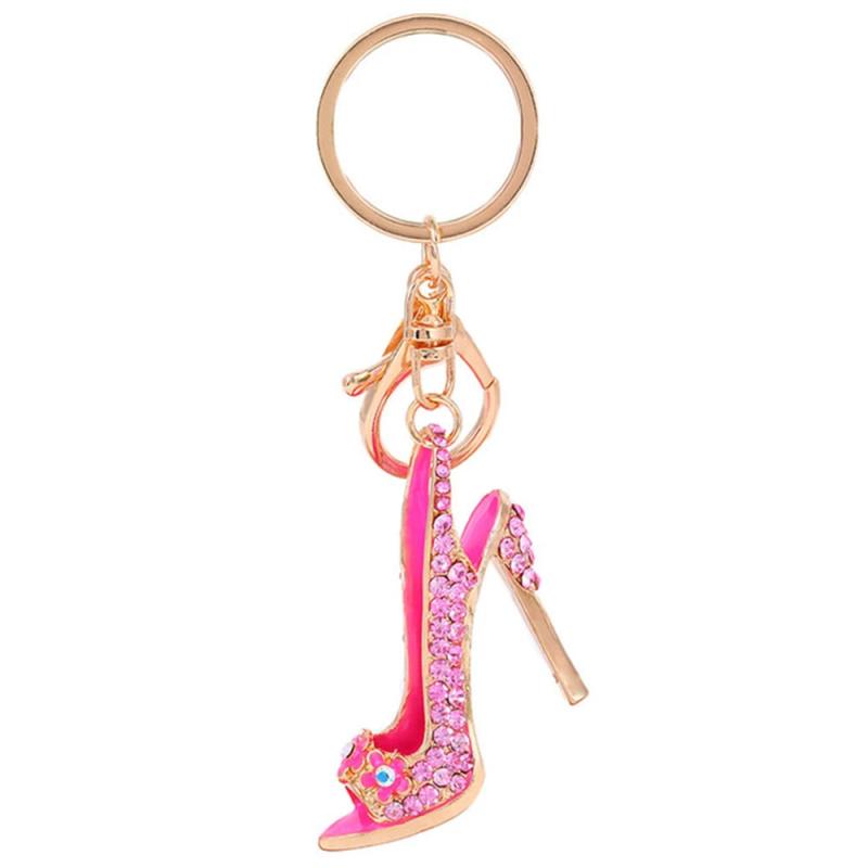 Alloy High Heels Keychain Rhinestone Crystal Purse Car Key Chain